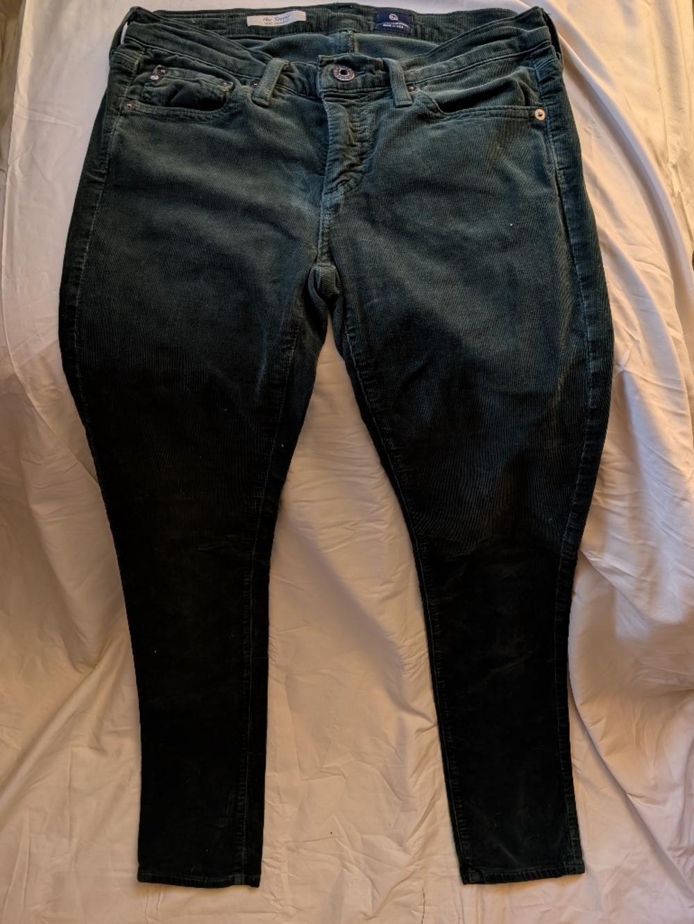 Ag Adriano Goldschmied Dark Green Corduroy Skinny Jeans